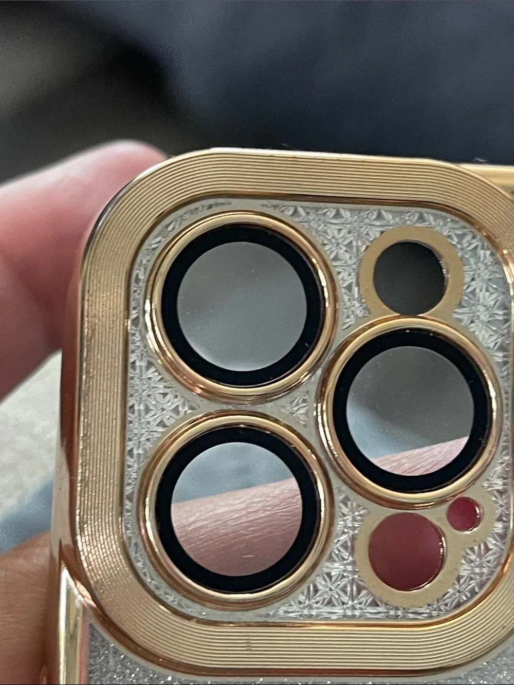 Apple Gold Glitter Phone Case with Ring Grip 'Love' New No Tags